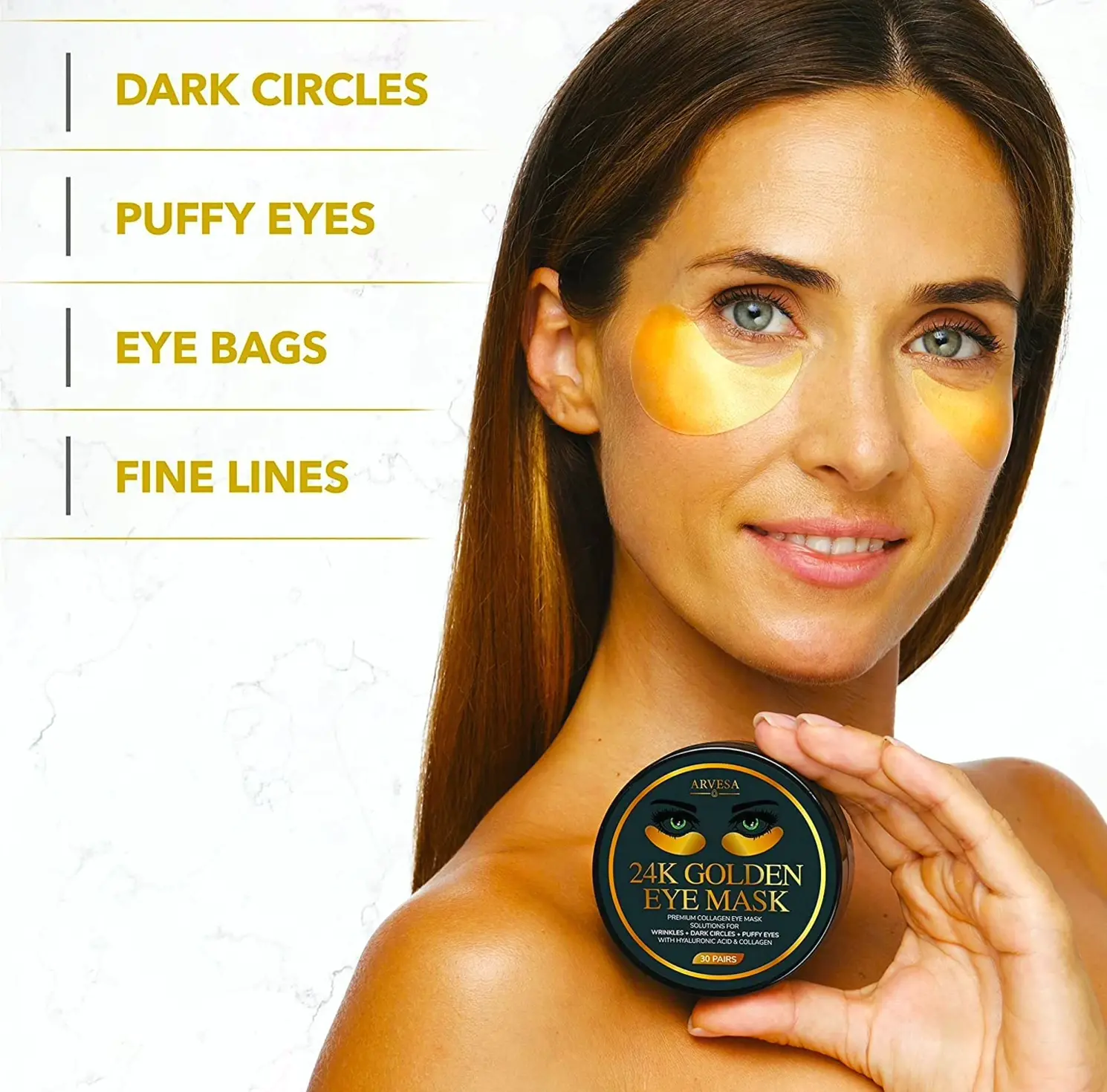 Under Patch for Puffiness and Eye Bags, 24k Gold Treatment
