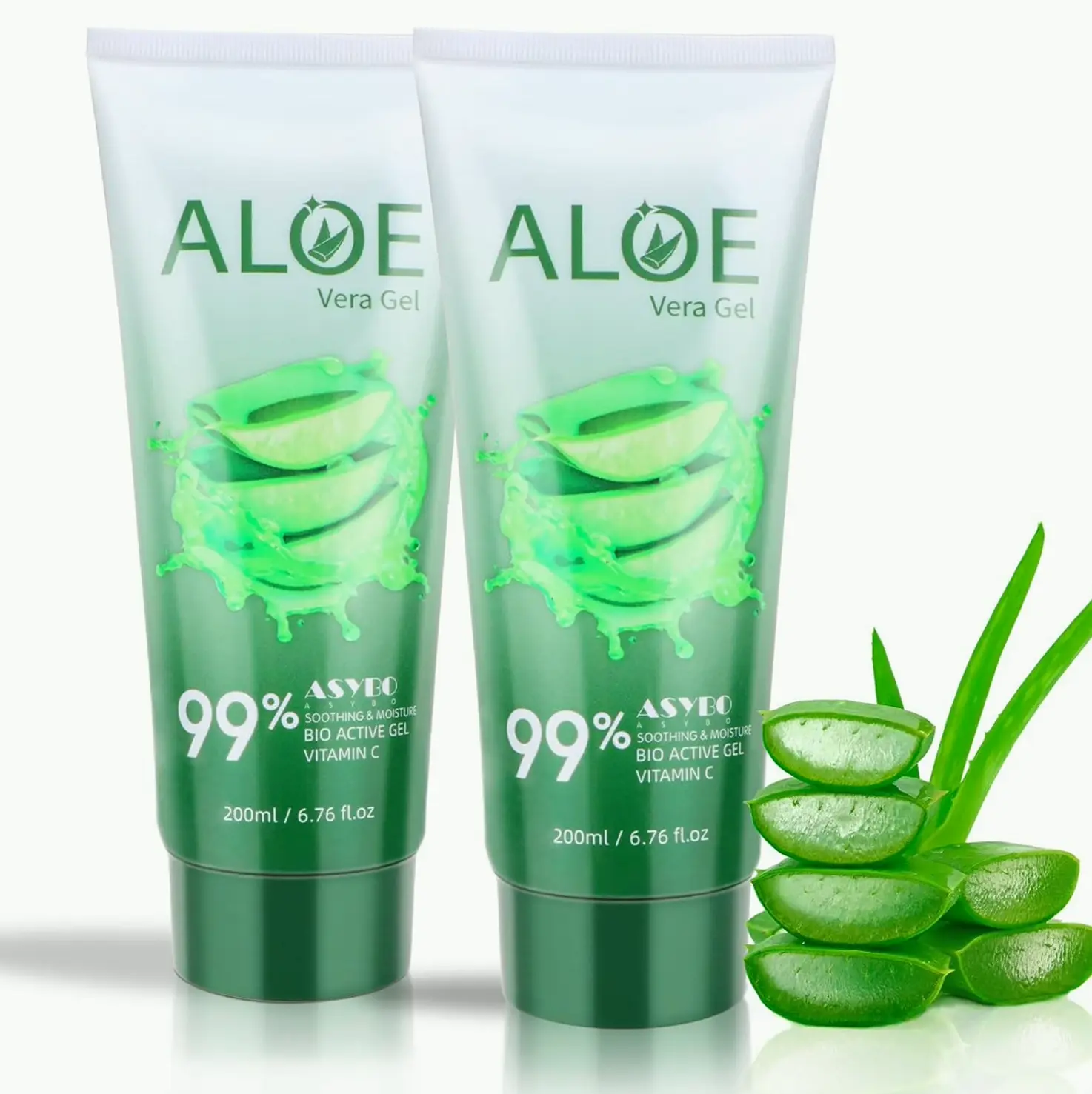 Organic Aloe Vera Gel 200x2 - Moisturizing Aloe Cream for Sunburn