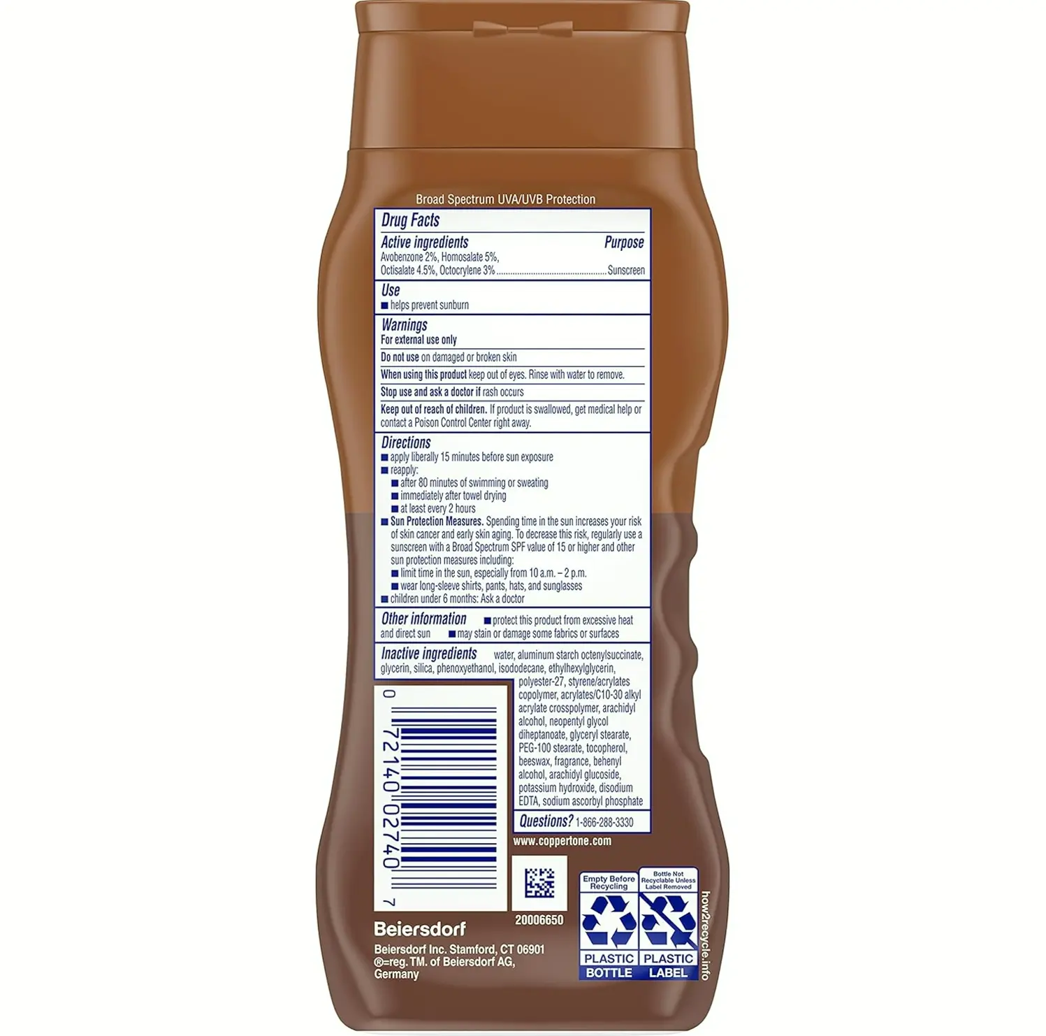 Coppertone's Tan Sunblock Lotion, Water Resistant Skin SPF 15, Eight Ounce Container