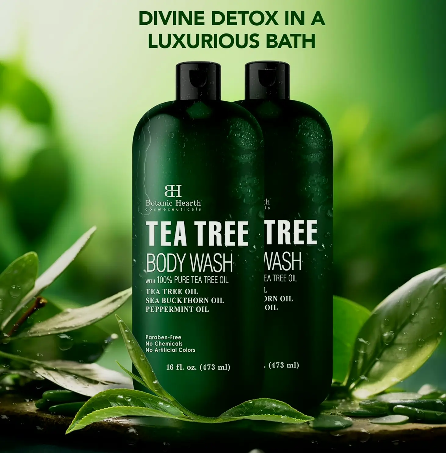 Herbal Tea Tree Body Wash, Soothes Irritation, Bundle