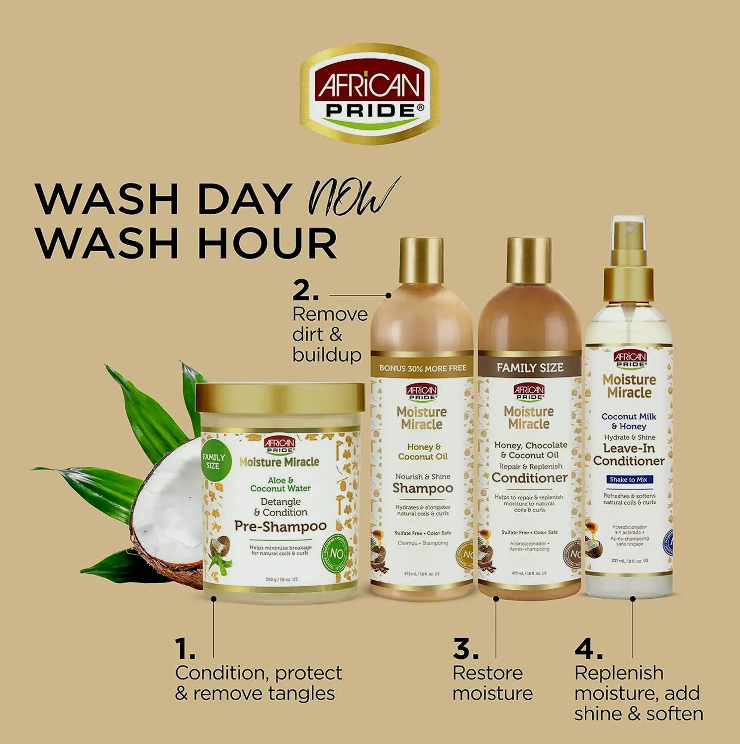 Afro Moisture Miracle Pre-Shampoo using Aloe and Coconut Water - 18 ounces