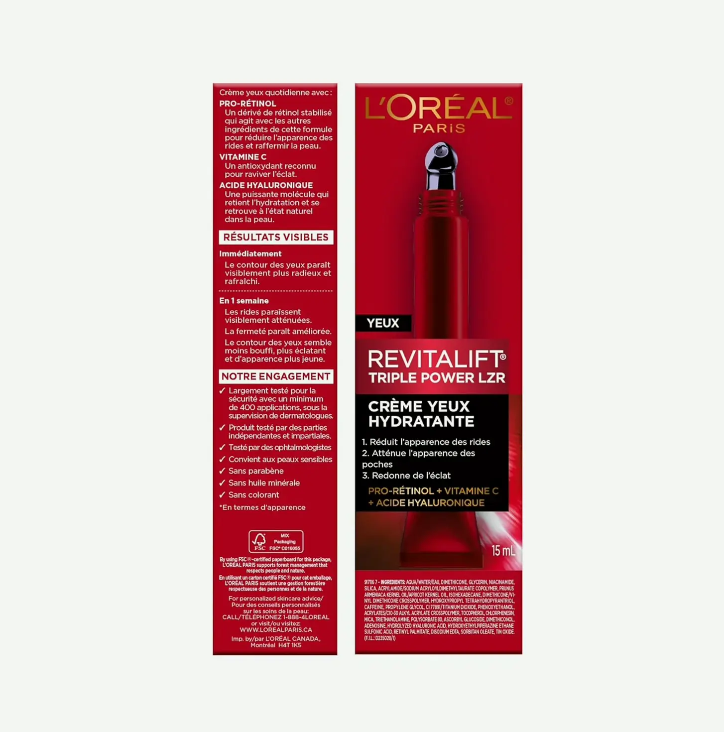 LOreal Parisian Revive Triple Power Anti-Aging Eye Cream, Half oz.