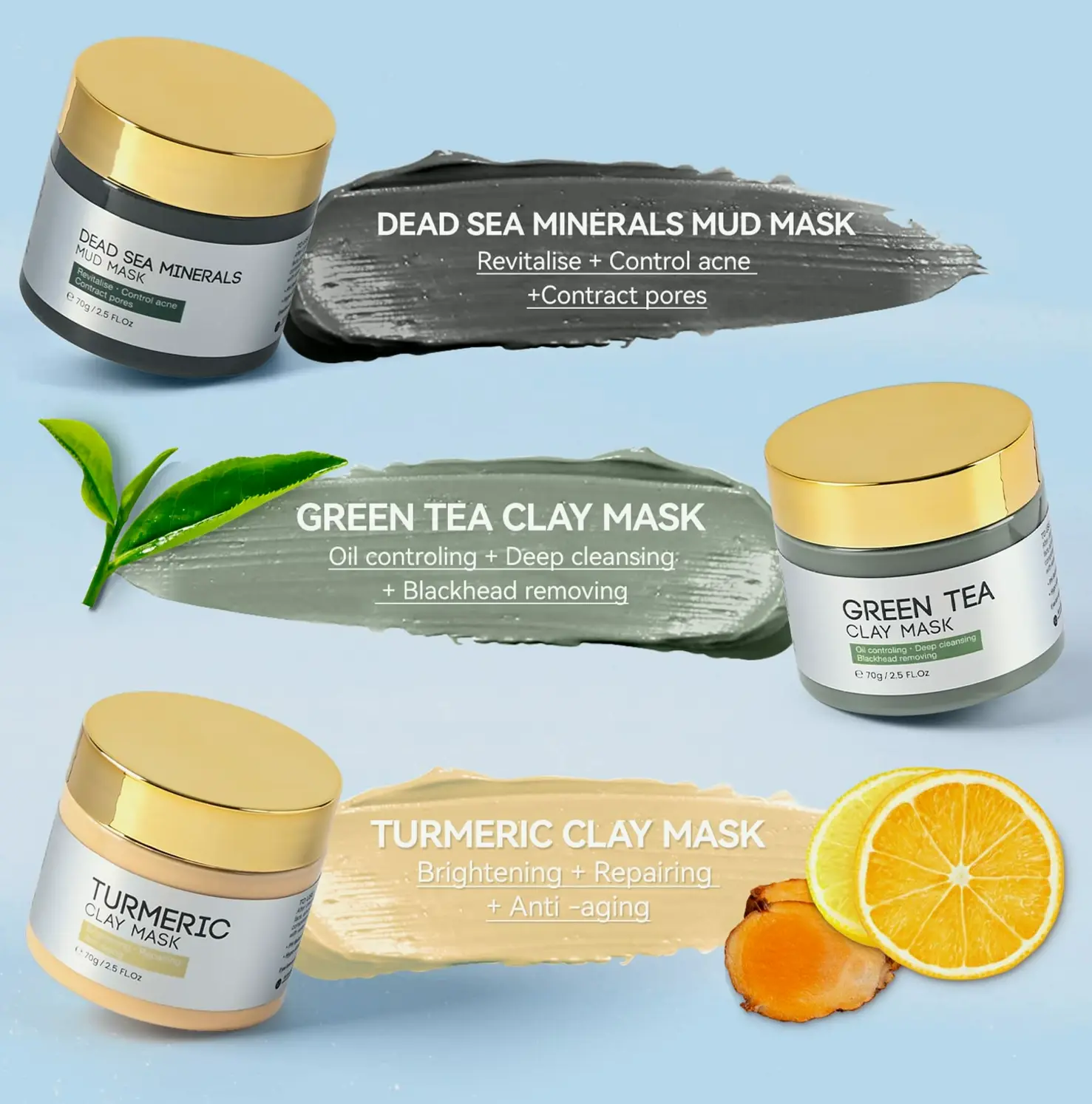 Facial Mask for Skincare - Tumeric Vitamin C Mud Mask Collection