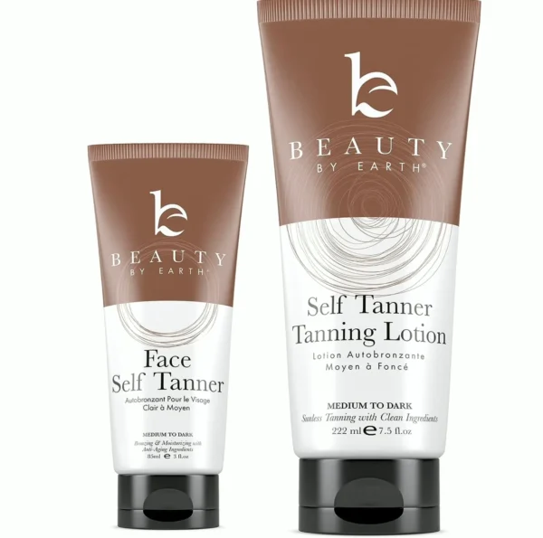 Sunless Bronzer Face & Body - Organic Aloe Vera & Shea Butter, 200ml body 85ml face