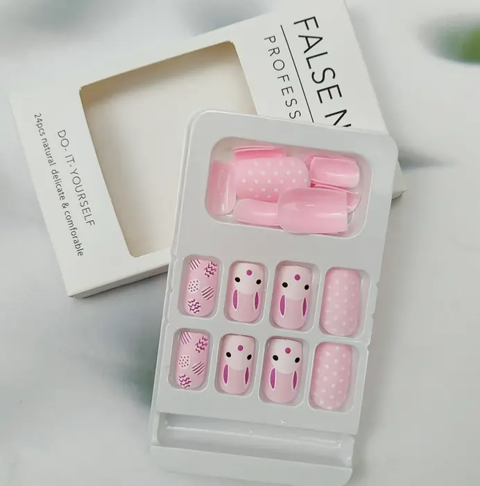 Spring Stick-On Nails Rabbit Pattern - 24 Units
