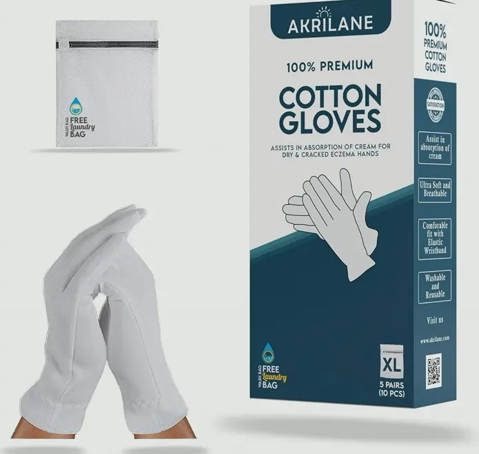 XL Cotton Gloves for Dry Skin (5 Pairs)