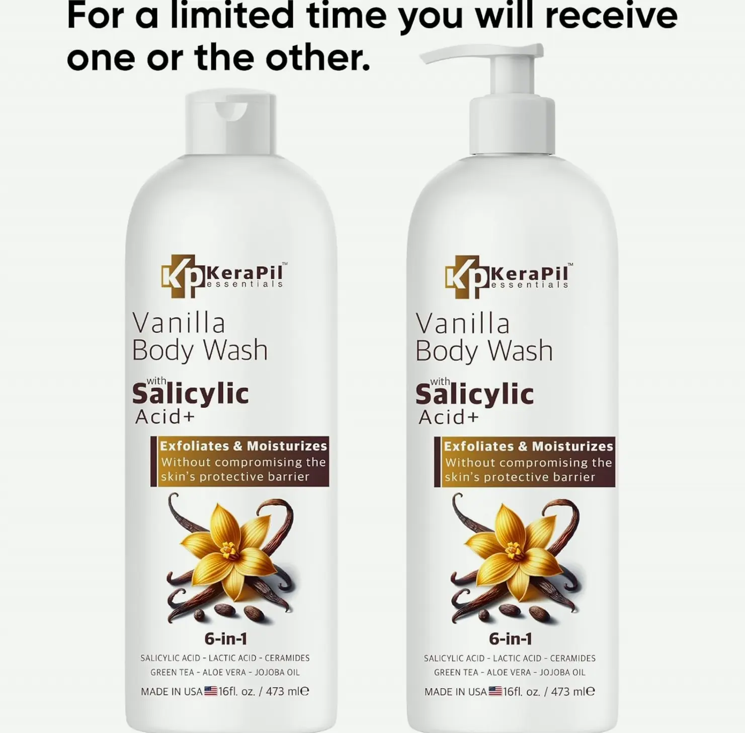 Vanilla Body Wash with Salicylic Acid - Mild Exfoliator