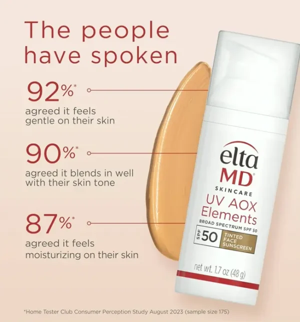 Elta MD UV AOX Tinted Sunscreen, Sun Protection Factor Fifty Pump, 1 7 oz