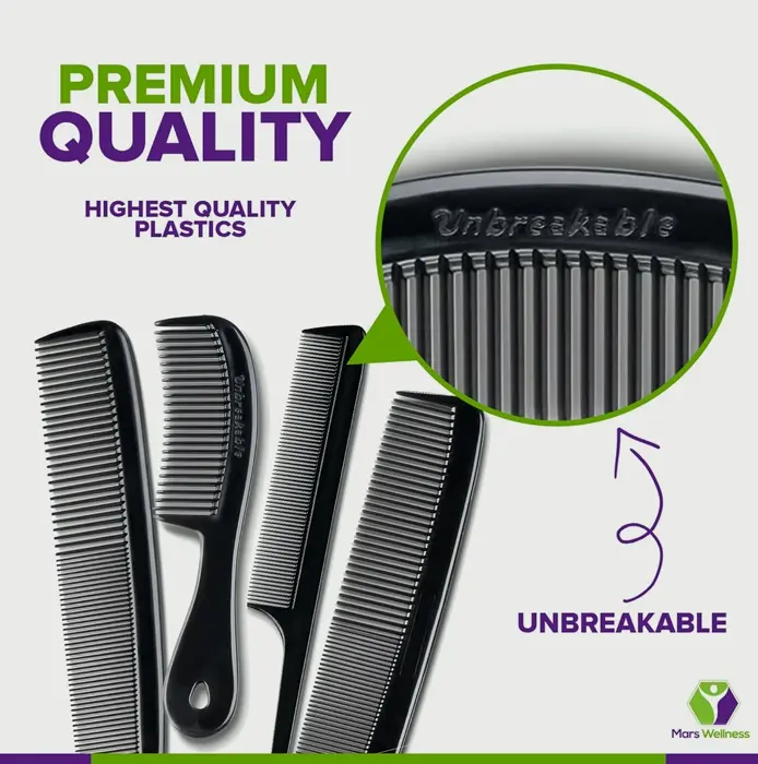 Mars 4-Piece Professional Comb Set - USA Made Styling Combs
