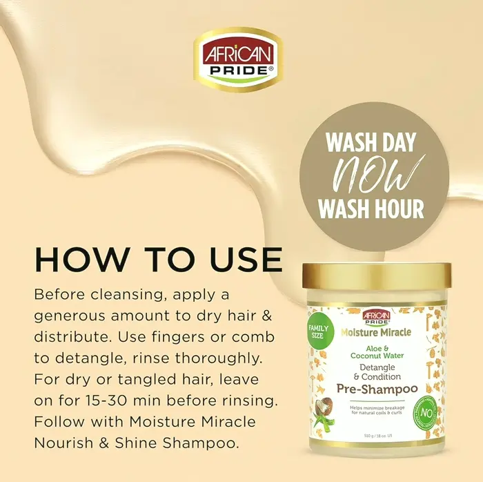 Afro Moisture Miracle Pre-Shampoo using Aloe and Coconut Water - 18 ounces