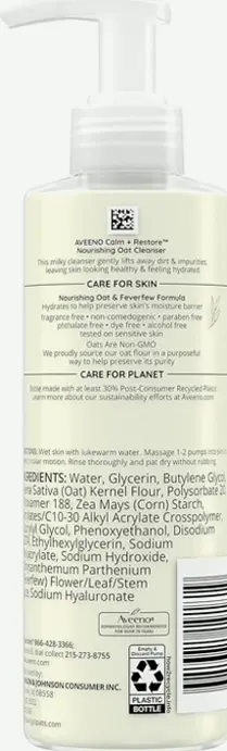 Aveeno Calm and Restore Soothing Oat Facial Cleanser, Gentle Care, 7.8 fl. oz