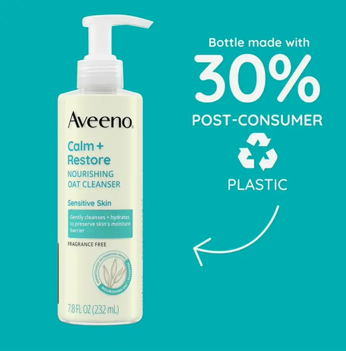 Aveeno Calm and Restore Soothing Oat Facial Cleanser, Gentle Care, 7.8 fl. oz