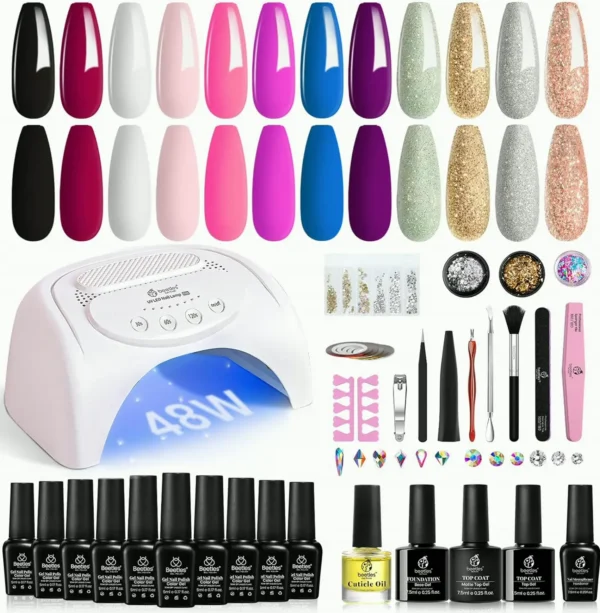 Beetles 12 Shades Nail Polish Set with UV Light