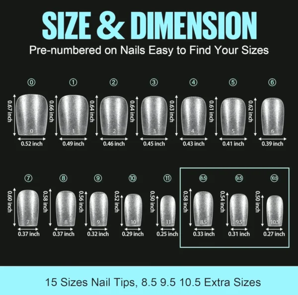 TOMICCA Brand Extra Short Coffin Nail Extensions - 450Pcs Full Cover, Durable Gel