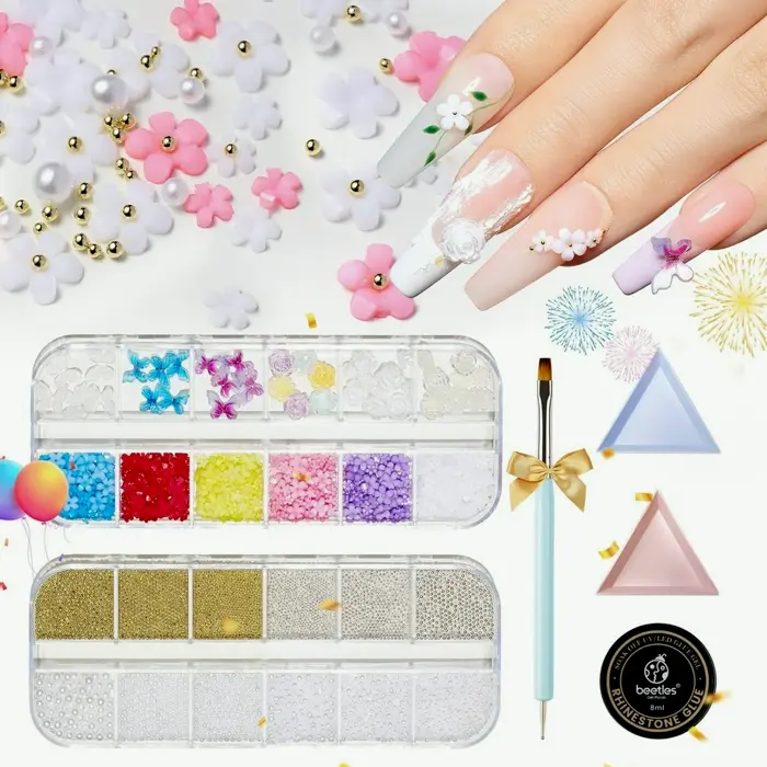 Beetles Brand Flower Nail Charms 2 Boxes