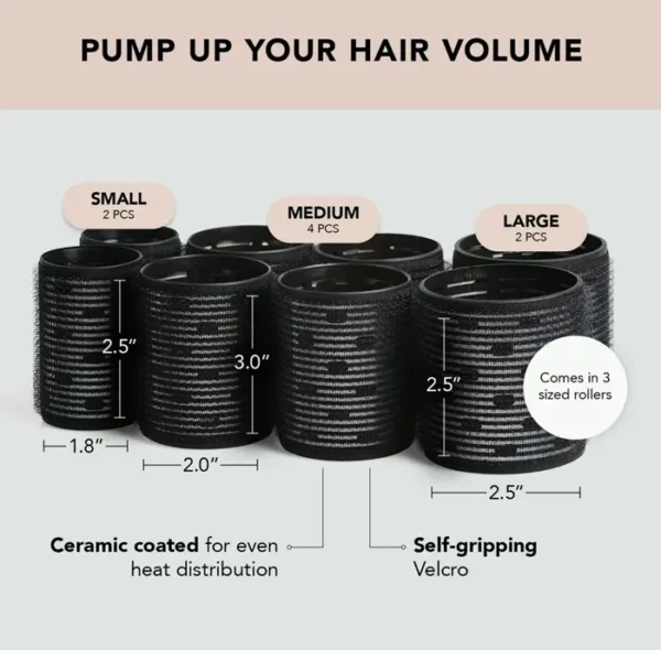 Kitsch Thermal Hair Rollers for All Hair - 8pcs Black