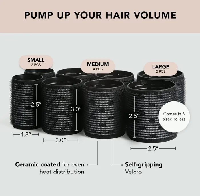 Kitsch Thermal Hair Rollers for All Hair - 8pcs Black