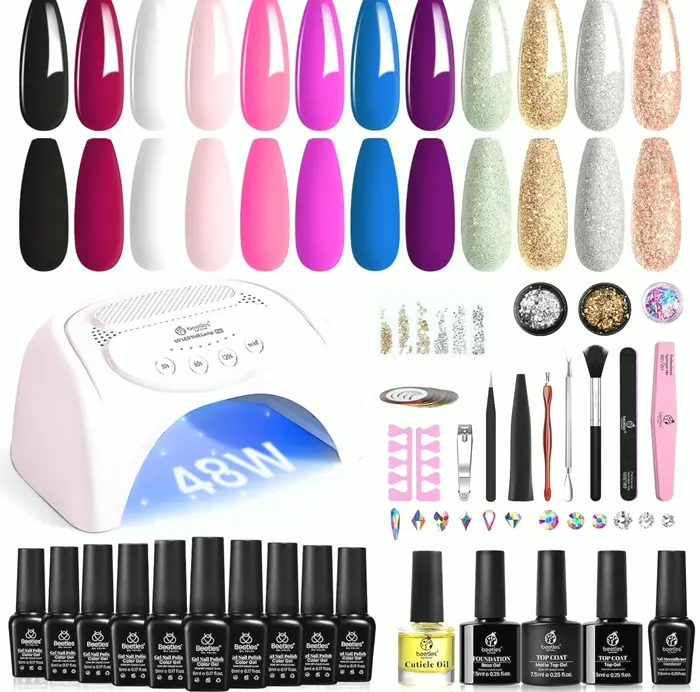 Beetles 12 Shades Nail Polish Set with UV Light