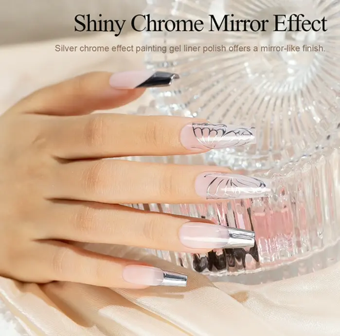 Chrome Mirror Gel Nail Liner, 3D Finish, 8ml