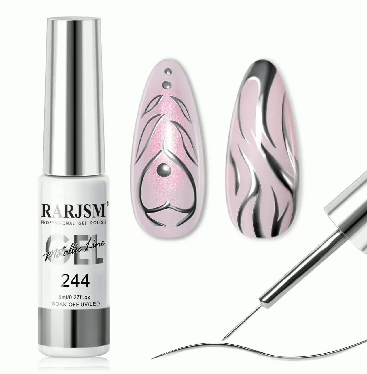 Chrome Mirror Gel Nail Liner, 3D Finish, 8ml