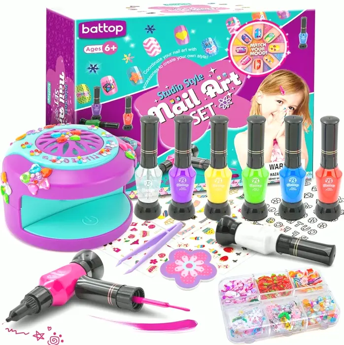 Kids Nail Set with Dryer & Art Decor