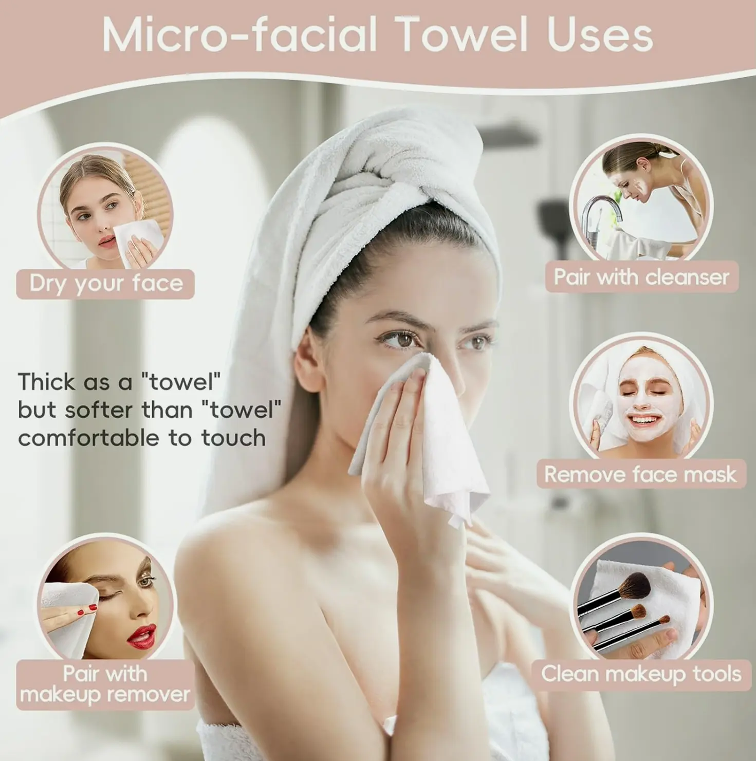 Soft Fiber Negative Ion Face Towels Extra Large disposable or maybe Reusable 60-Pack