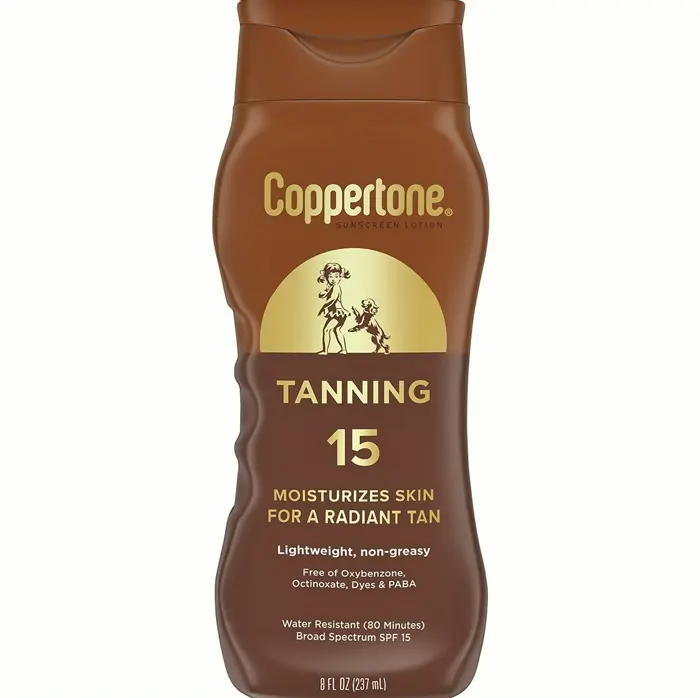 Coppertone's Tan Sunblock Lotion, Water Resistant Skin SPF 15, Eight Ounce Container
