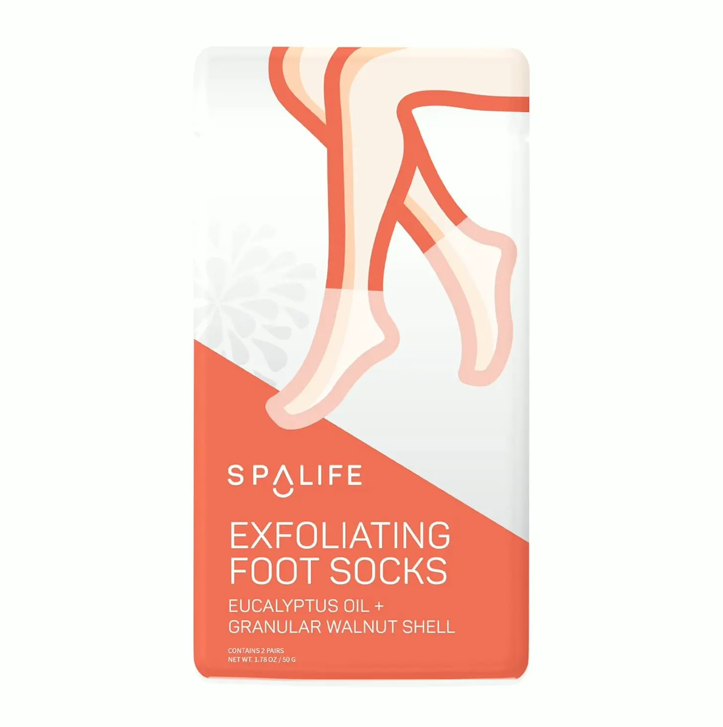 SpaLife Exfoliating Foot Masks - Eucalyptus Oil + Granular Walnut 8 Pack