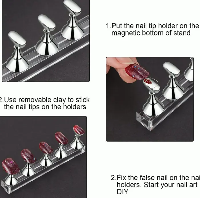 Blulu 2 Sets Acrylic Nail Display Stand