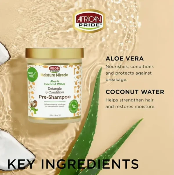 Afro Moisture Miracle Pre-Shampoo using Aloe and Coconut Water - 18 ounces