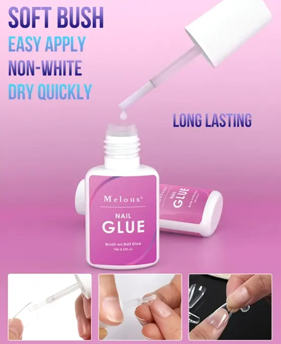 Rose Nail Each Press on, Acrylic Extensions, Tips Powerful Brush Adhesive for Art 1PCS