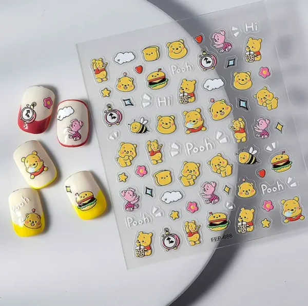 Adorable Cartoon 5-Dimensional Manicure Decals - Three Sheets