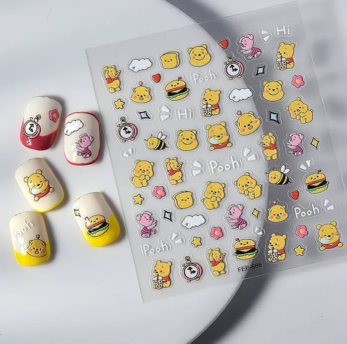 Adorable Cartoon 5-Dimensional Manicure Decals - Three Sheets