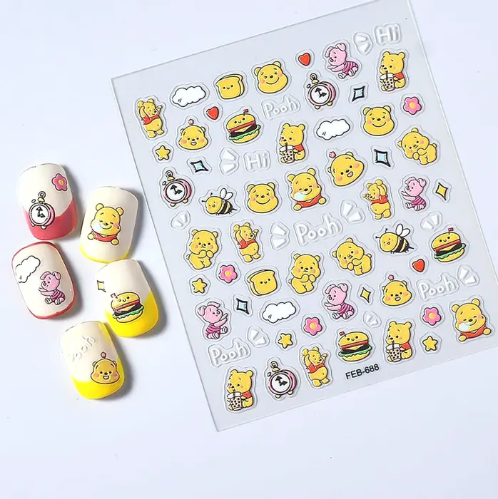 Adorable Cartoon 5-Dimensional Manicure Decals - Three Sheets