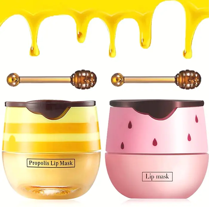 2PCS Honey & Strawberry Lip Balm with Brush