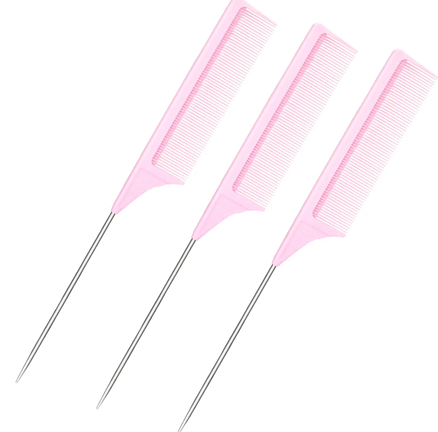 Metal Pin Teasing Comb: 3 Pack (Rose)
