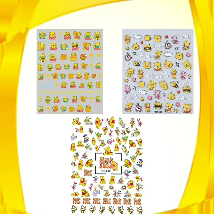 Adorable Cartoon 5-Dimensional Manicure Decals - Three Sheets