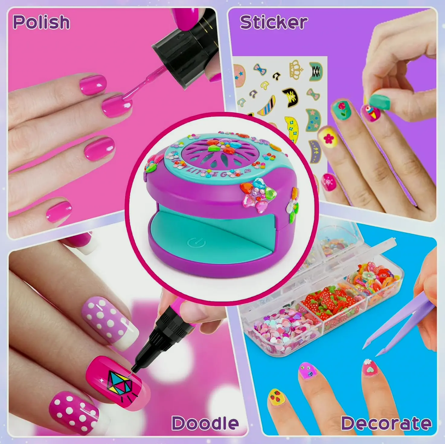 Kids Nail Set with Dryer & Art Decor