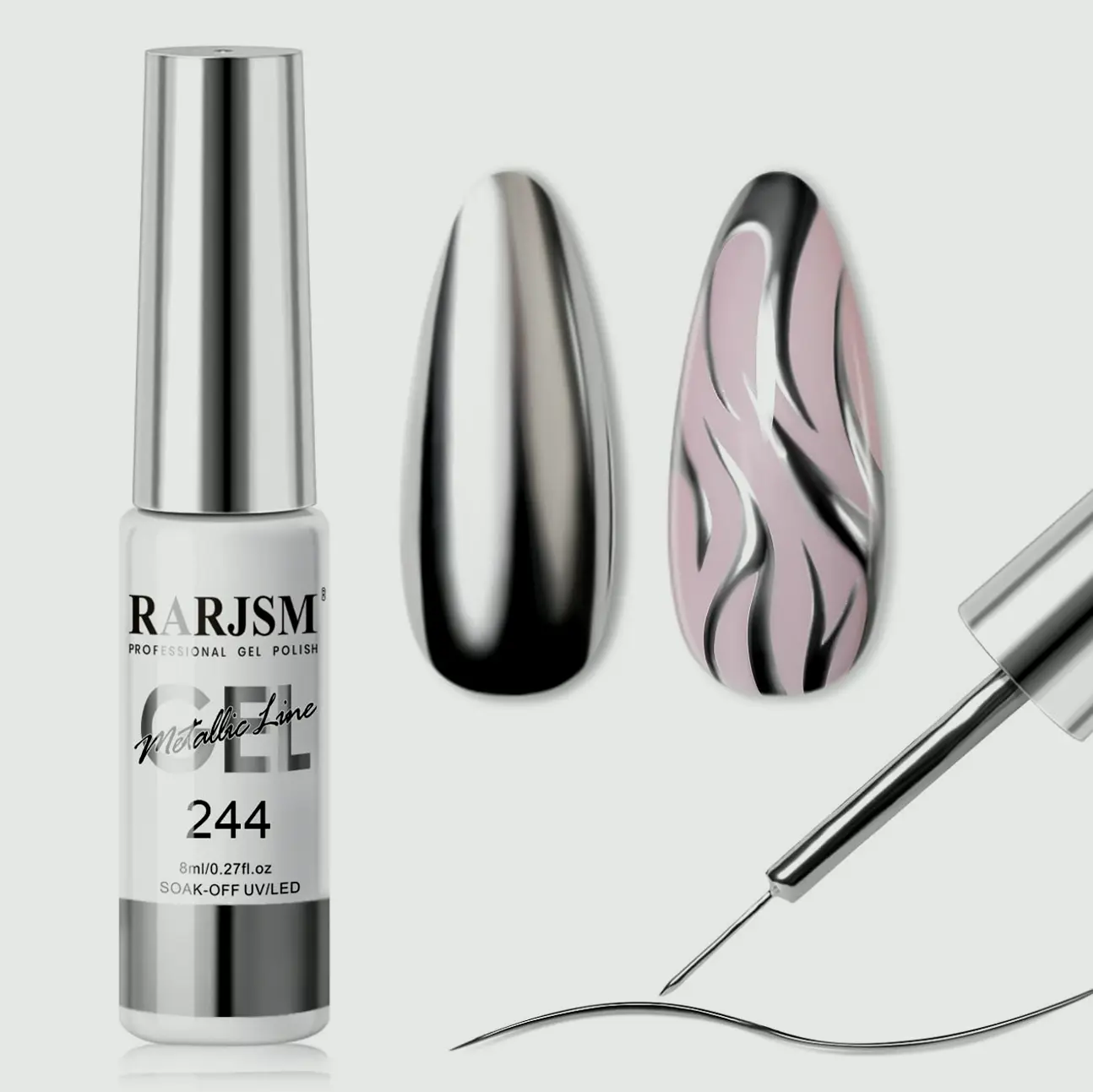 Chrome Mirror Gel Nail Liner, 3D Finish, 8ml
