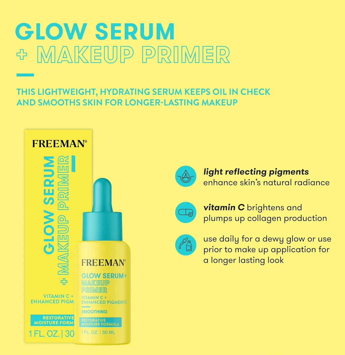 Brand Glow Booster Serum + Cosmetic Base, Ultra-light Hydrating Facial Serum, Illuminates & Firms Skin