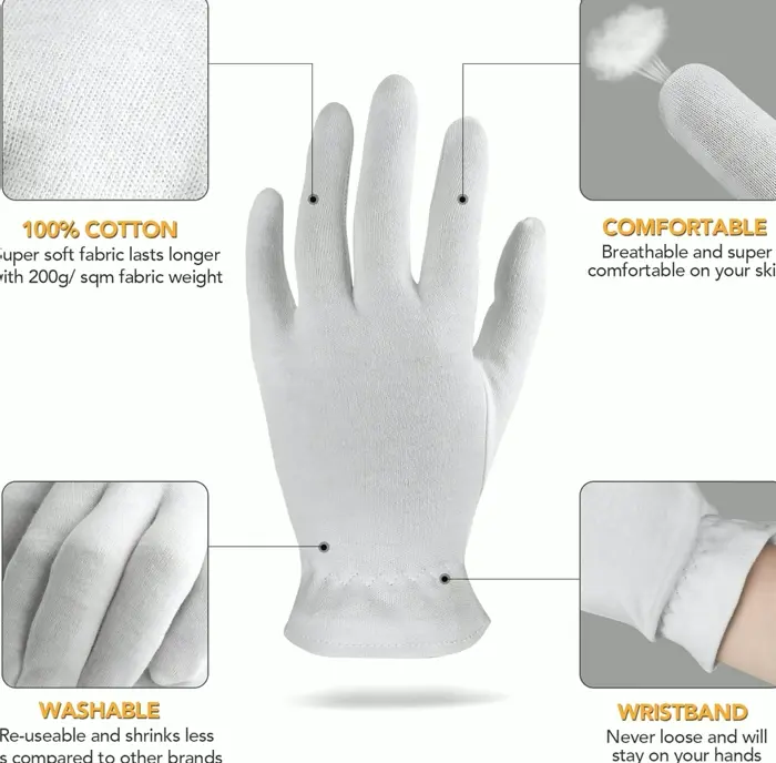 XL Cotton Gloves for Dry Skin (5 Pairs)