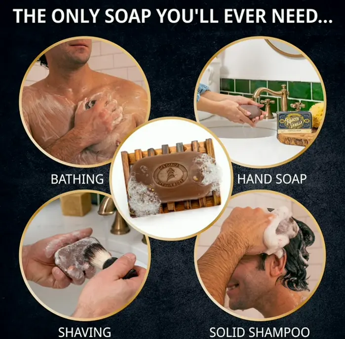 Castile Soap for Guys w/Olive Oil - Eco-Friendly Mens Soap