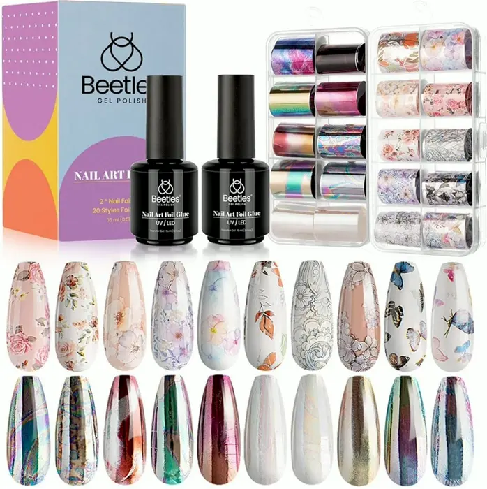 Manicure Transfer Gel Kit - 2 Bottles w/ Decals