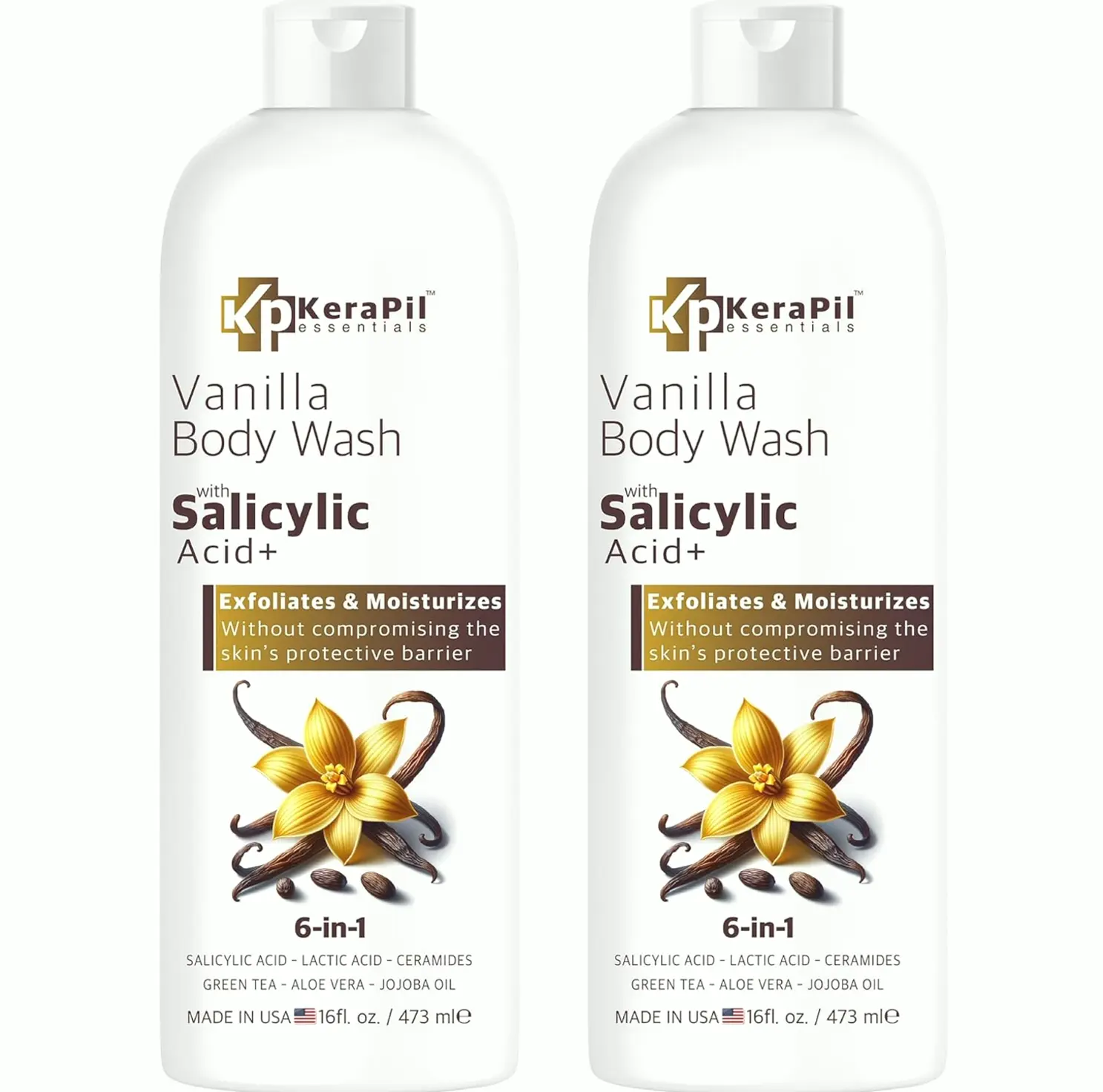 Vanilla Body Wash with Salicylic Acid - Mild Exfoliator