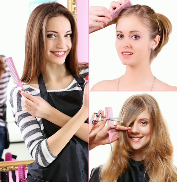 Metal Pin Teasing Comb: 3 Pack (Rose)