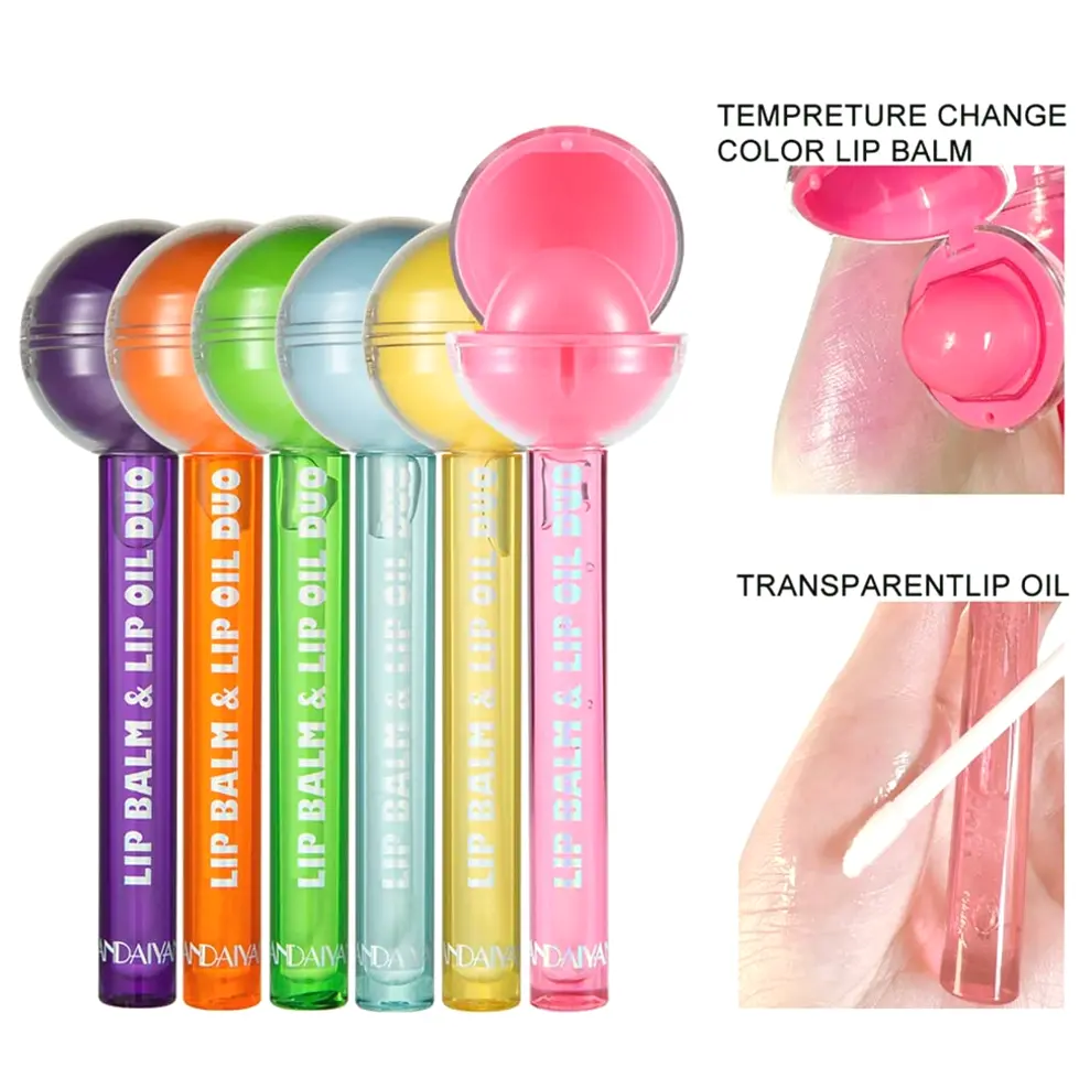 Colored Color Changing Lipstick & Vitamin E Lip Oil for Girls (Blue)